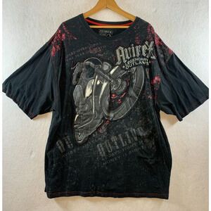 Avirex‎ Legendary Outlaws Men Graphic T-shirt Sz 3XL Black Y2K Biker Motorcycle